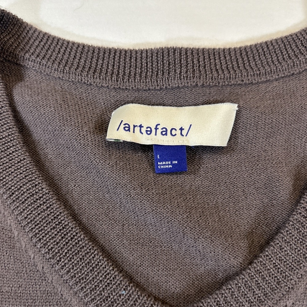 Artefact 100% Merino Wool V Neck Pullover Sweater Size Large Dusty Purple - Picture 3 of 7